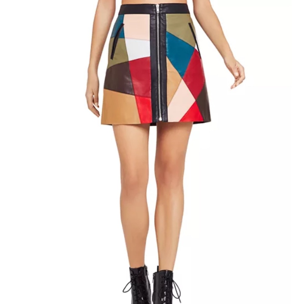 BCBGeneration Red and Blue A-line Mini Skirt Night Out